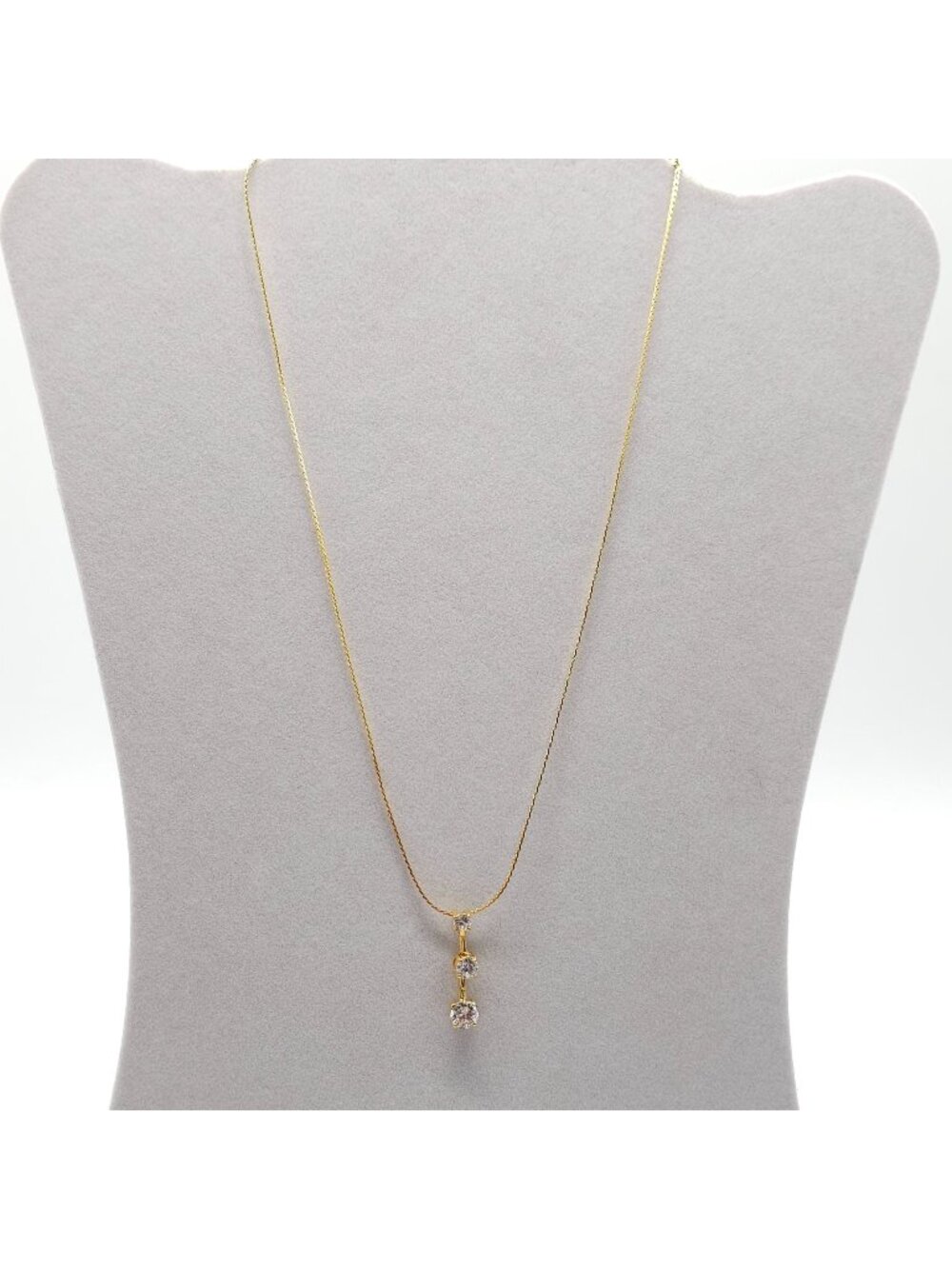 Goldtone CZ Three Stone Necklace By Avon With Adjustable Chain 2004